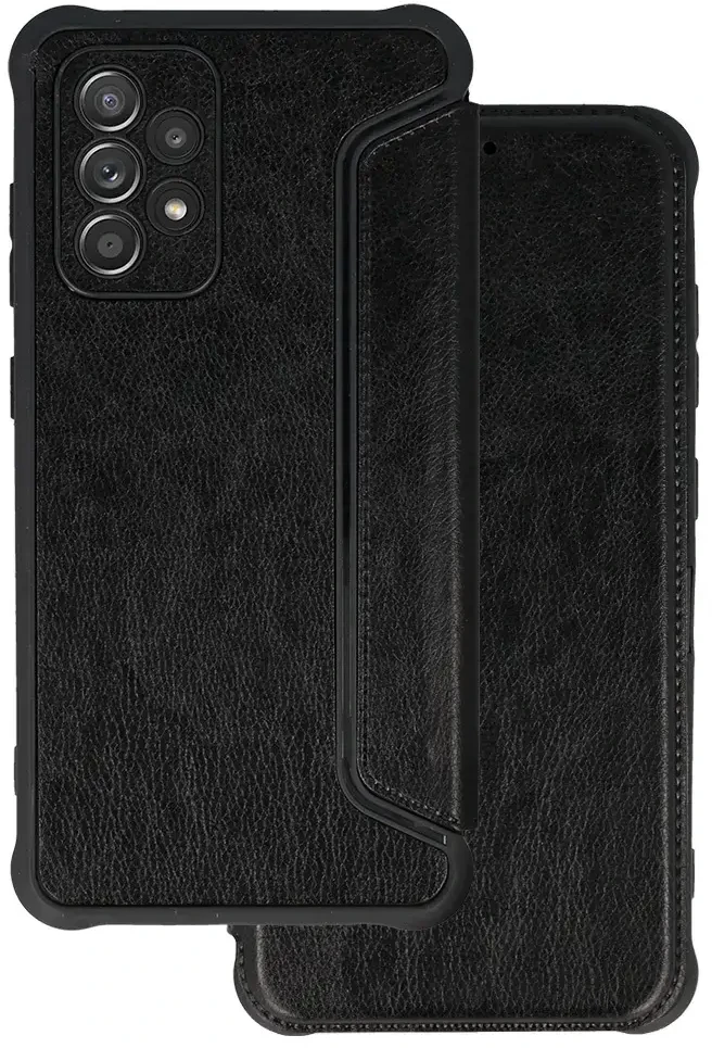 Fusion Accessories Topt Razor Leather Book dėklas skirtas Samsung Galaxy S23 FE juodos spalvos
