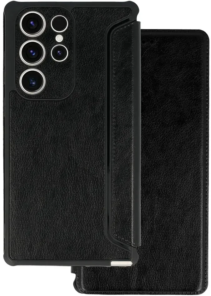 Fusion Accessories Topt Razor Leather Book dėklas skirtas Xiaomi Redmi Note 13 5G juodos spalvos