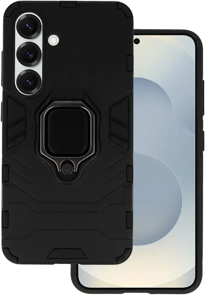 Fusion Accessories Topt Ring Armor Dėklas skirtas Samsung Galaxy S25 juodos spalvos