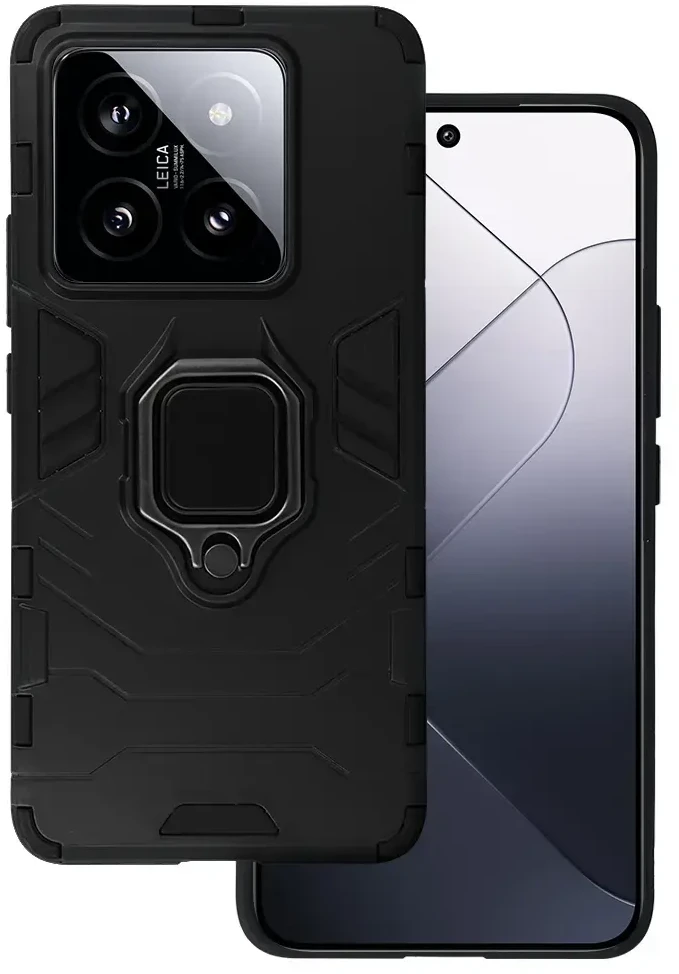 Fusion Accessories Topt Ring Armor dėklas skirtas Xiaomi 14T Pro juodos spalvos