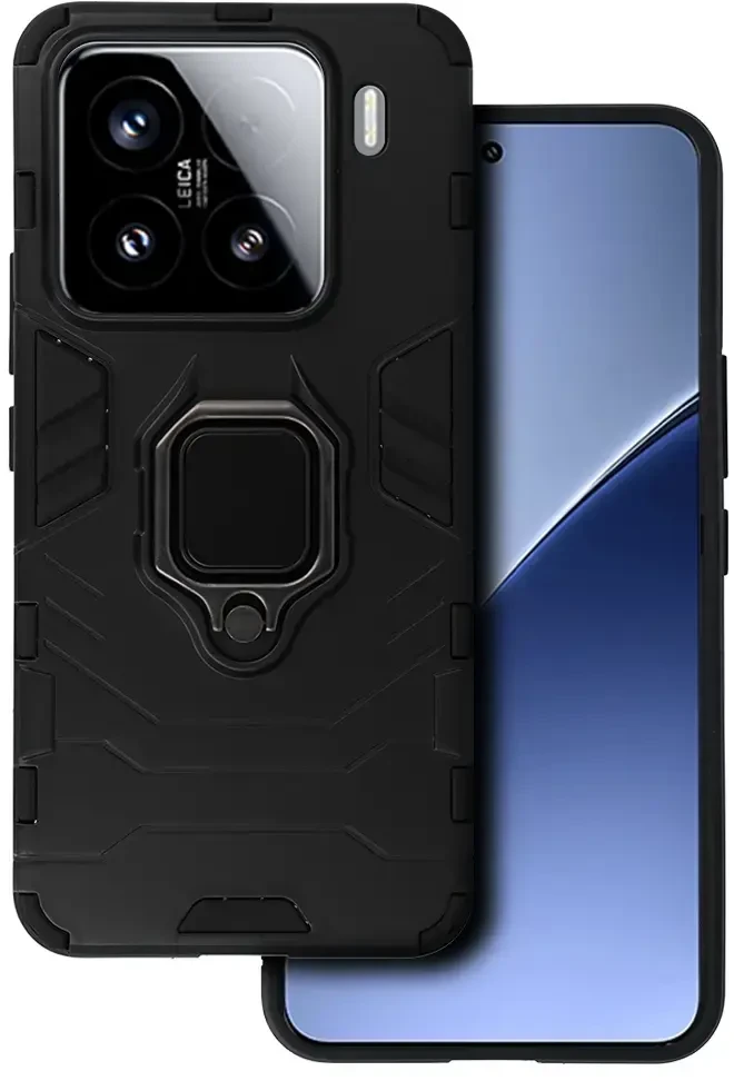 Fusion Accessories Topt Ring Armor dėklas skirtas Xiaomi 15 Pro 5G juodos spalvos