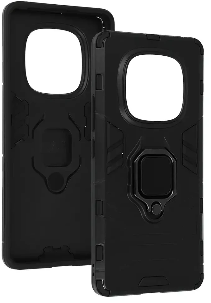 Fusion Accessories Topt Ring Armor dėklas skirtas Xiaomi Redmi Note 14 Pro 4G juodos spalvos