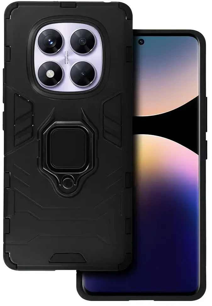 Fusion Accessories Topt Ring Armor dėklas skirtas Xiaomi Redmi Note 14 Pro 4G juodos spalvos