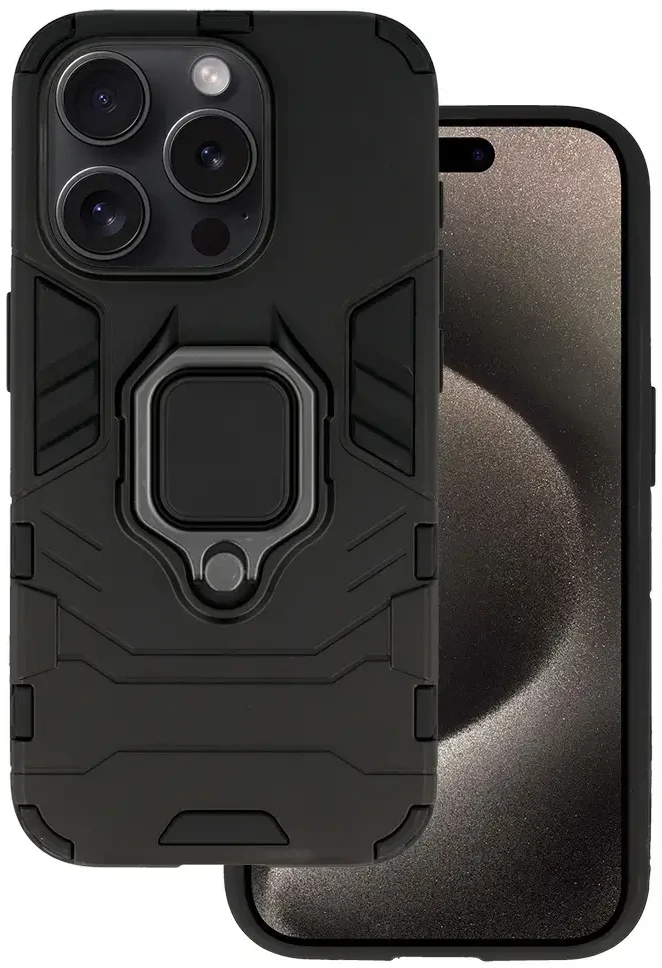 Toptel Topt Ring Armor dėklas skirtas Apple iPhone 15 Pro juodos spalvos