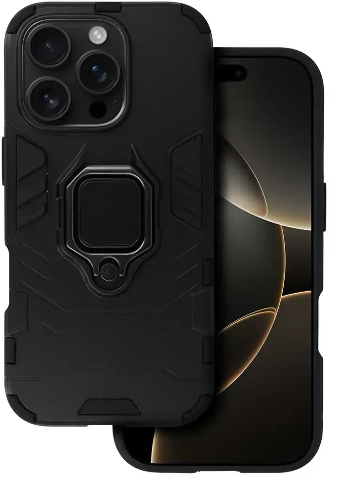 Fusion Accessories Topt Ring Armor dėklas skirtas Apple iPhone 16 Pro juodos spalvos