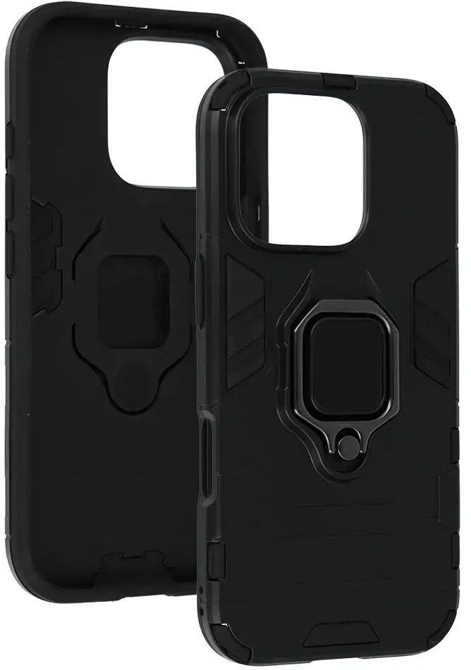 Fusion Accessories Topt Ring Armor dėklas skirtas Apple iPhone 16 Pro juodos spalvos