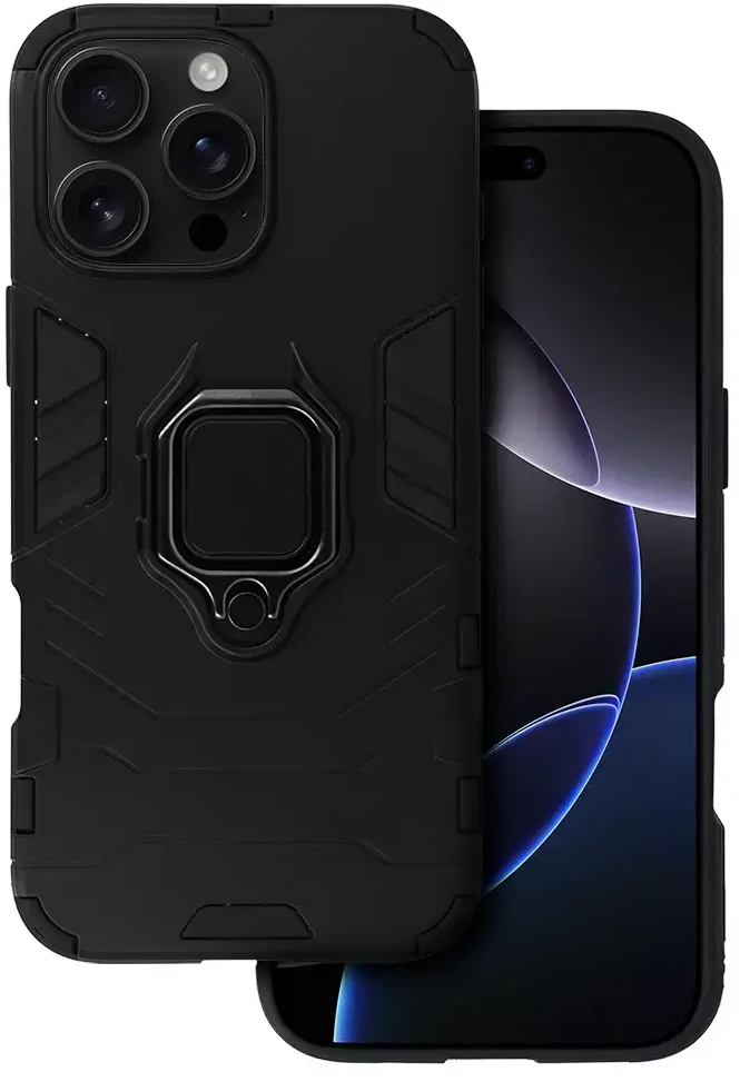 Fusion Accessories Topt Ring Armor dėklas skirtas Apple iPhone 16 Pro Max juodos spalvos