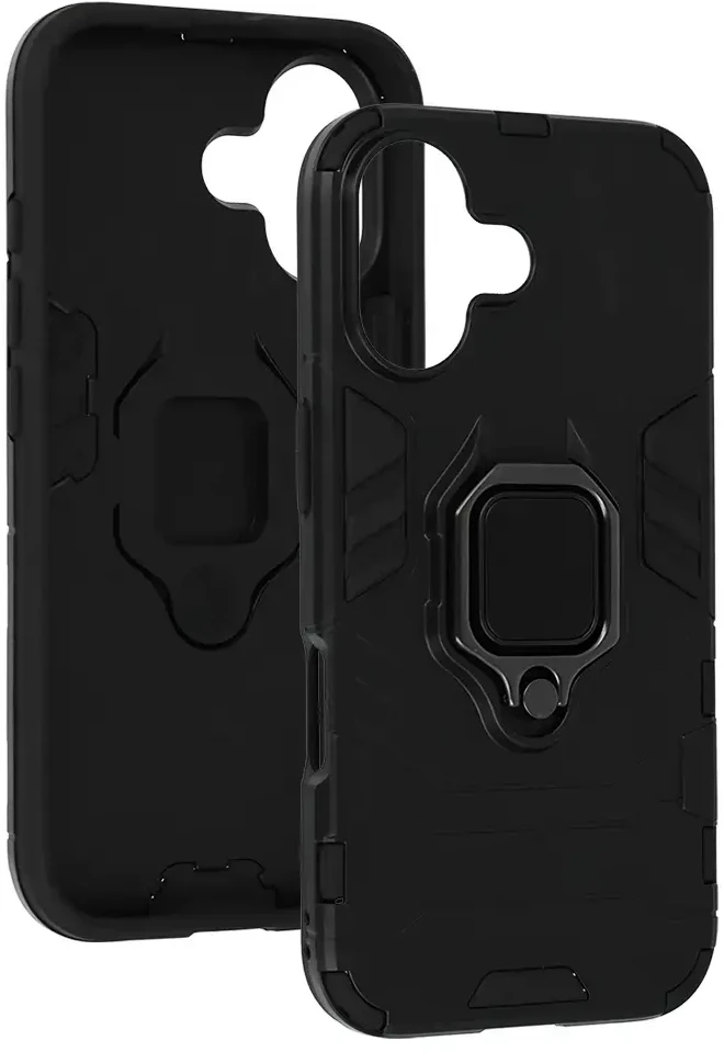 Fusion Accessories Topt Ring Armor dėklas skirtas Apple iPhone 16 Plus juodos spalvos