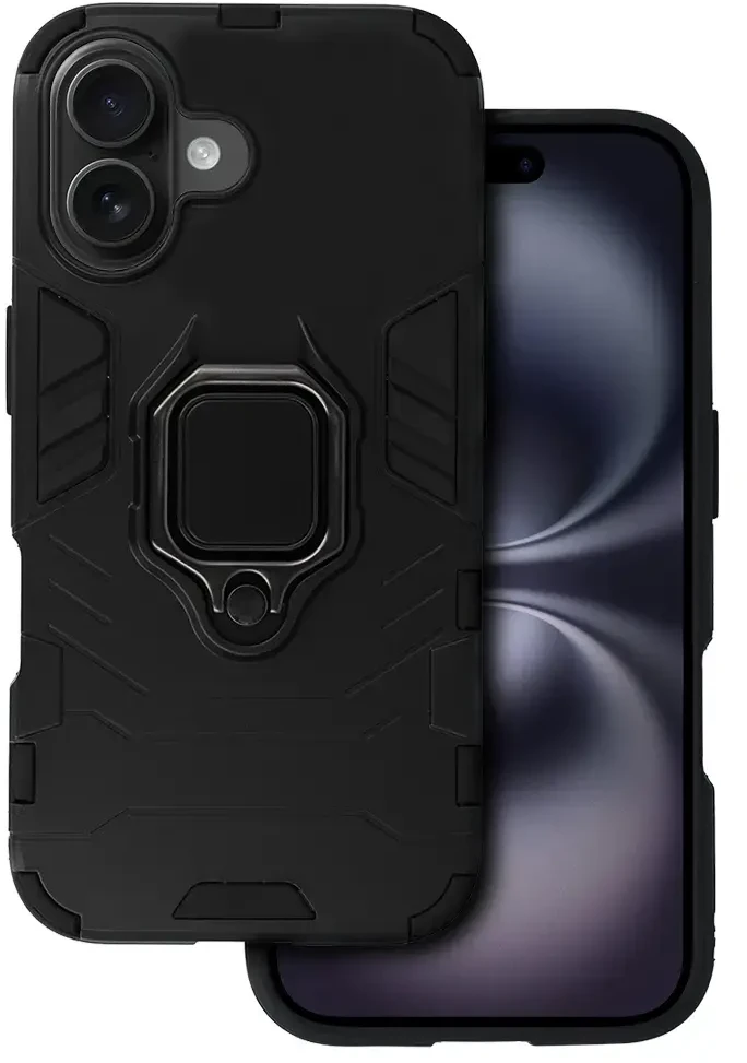 Fusion Accessories Topt Ring Armor dėklas skirtas Apple iPhone 16 Plus juodos spalvos