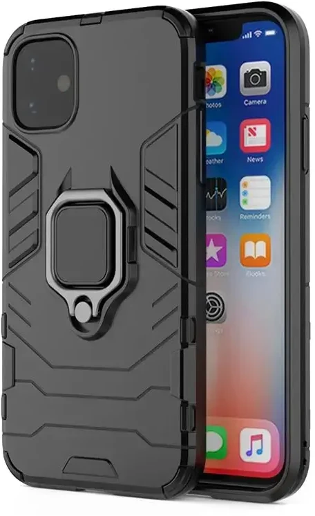 Fusion Accessories Topt Ring Armor dėklas skirtas Apple iPhone 14 Plus juodos spalvos