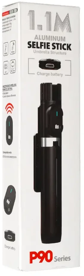 Toptel Topt Asmenukių lazda – su atjungiamu bluetooth nuotoliniu valdymu ir trikoju – P90 juodos spalvos