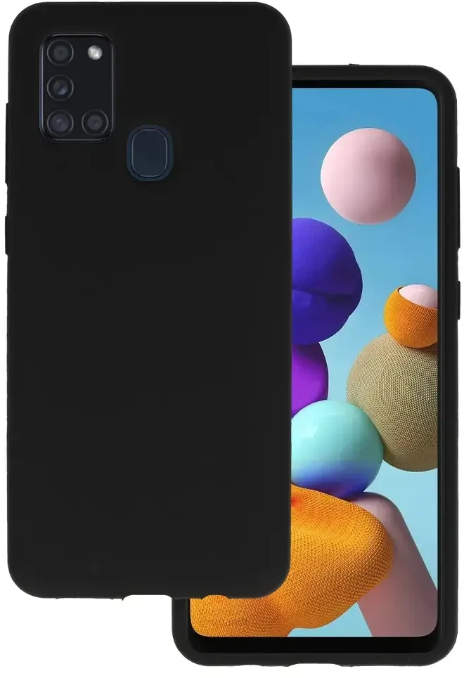 Fusion Accessories Topt Silicone Lite dėklas skirtas Samsung Galaxy A21S juodos spalvos