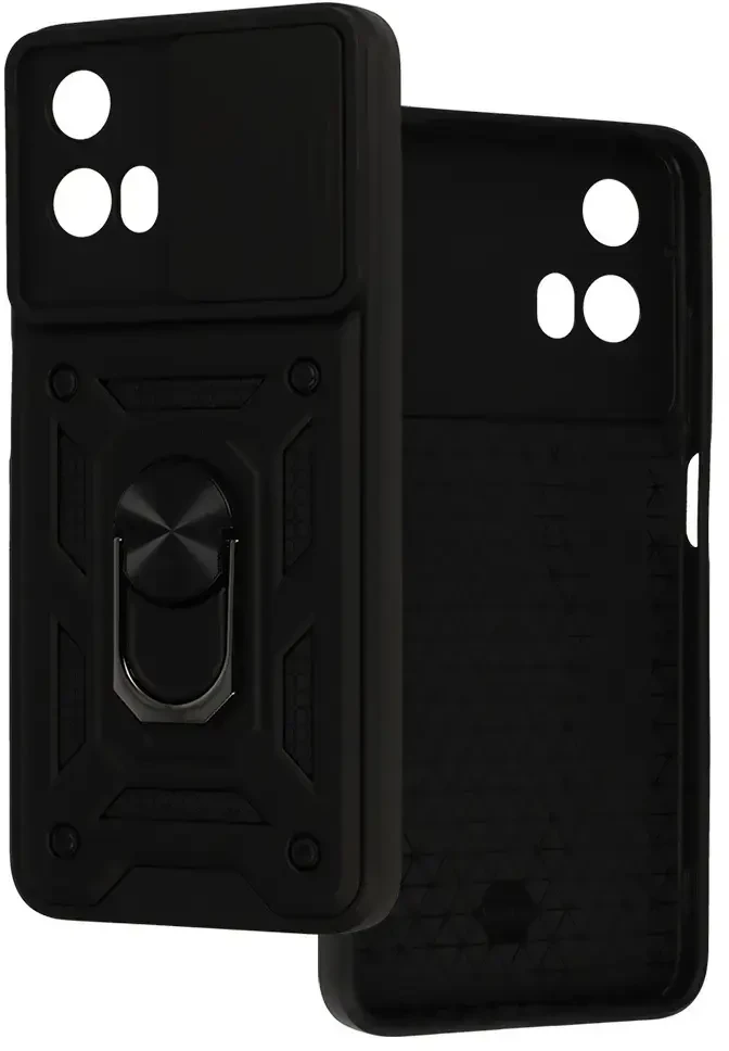 Fusion Accessories Topt Slide Camera Armor dėklas skirtas Motorola Moto G35 5G juodos spalvos