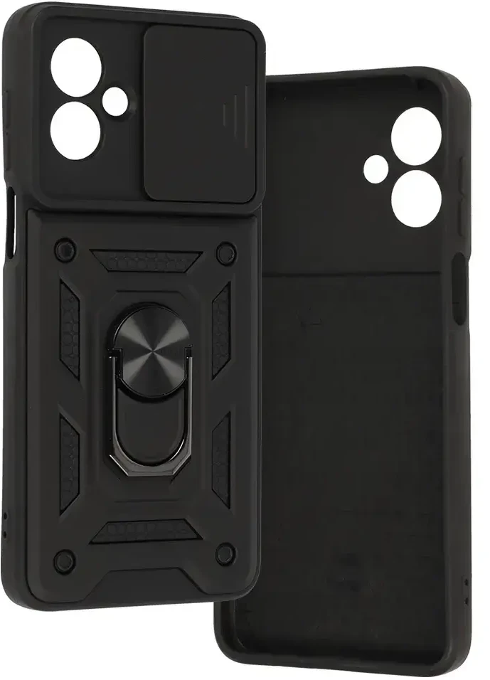 Fusion Accessories Topt Slide Camera Armor dėklas skirtas Motorola Moto G55 5G juodos spalvos