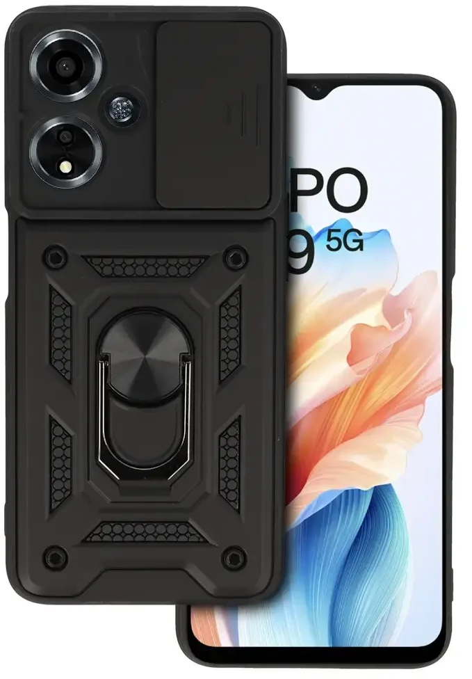 Fusion Accessories Topt Slide Camera Armor dėklas skirtas Oppo A59 juodos spalvos