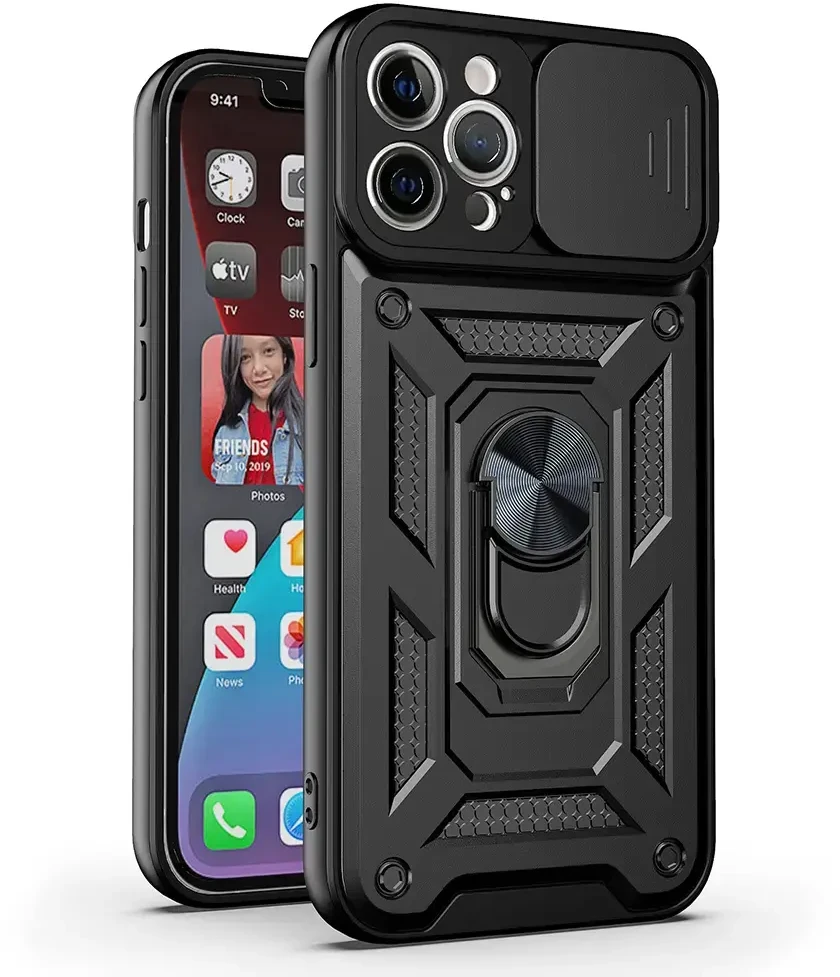 Fusion Accessories Topt Slide Camera Armor dėklas skirtas Oppo A59 juodos spalvos