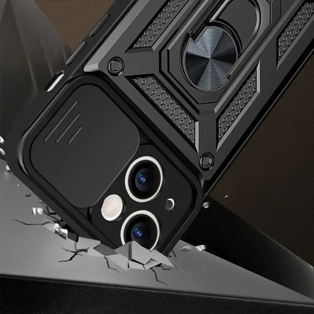 Slide Camera Armor dėklas skirtas Realme 11 5G juodos spalvos