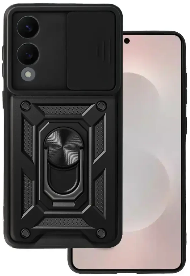 Fusion Accessories Topt Slide Camera Armor Dėklas skirtas Samsung Galaxy S25 Edge juodos spalvos