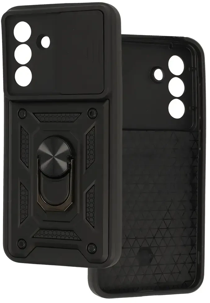 Fusion Accessories Topt Slide Camera Armor dėklas skirtas Samsung Galaxy A56 5G juodos spalvos