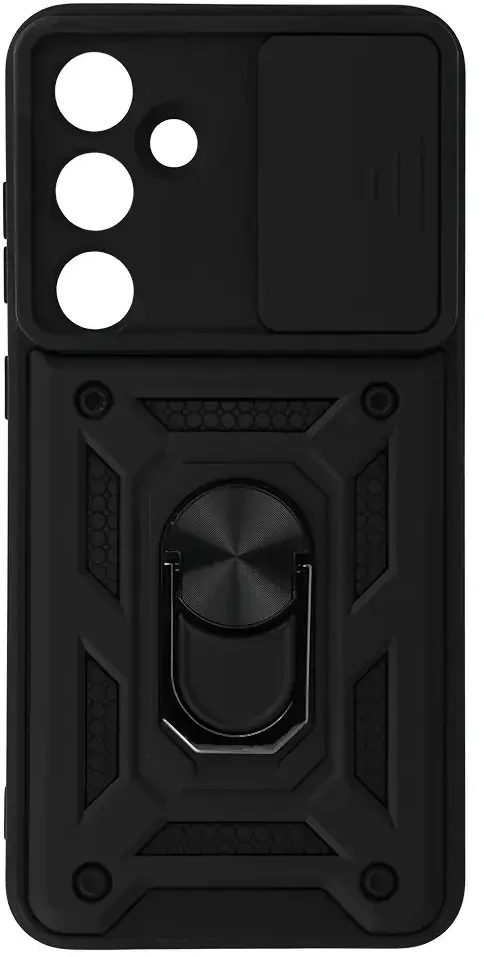 Fusion Accessories Topt Slide Camera Armor dėklas skirtas Samsung Galaxy S24 FE juodos spalvos