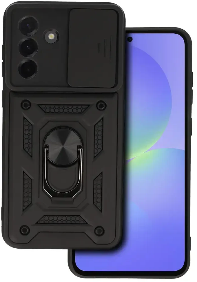 Fusion Accessories Topt Slide Camera Armor dėklas skirtas Samsung Galaxy A36 5G juodos spalvos