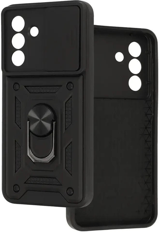 Fusion Accessories Topt Slide Camera Armor dėklas skirtas Samsung Galaxy A36 5G juodos spalvos