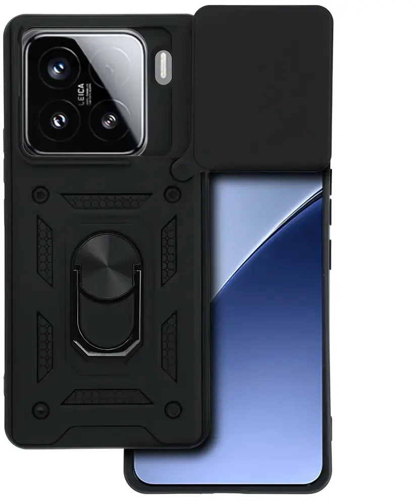 Fusion Accessories Topt Slide Camera Armor dėklas skirtas Xiaomi 15 Pro 5G juodos spalvos