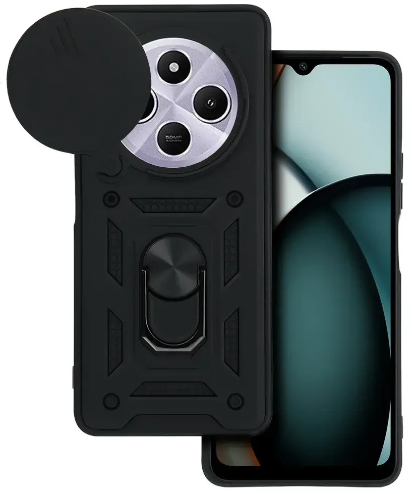 Fusion Accessories Topt Slide Camera Armor dėklas skirtas Xiaomi Redmi A4 juodos spalvos