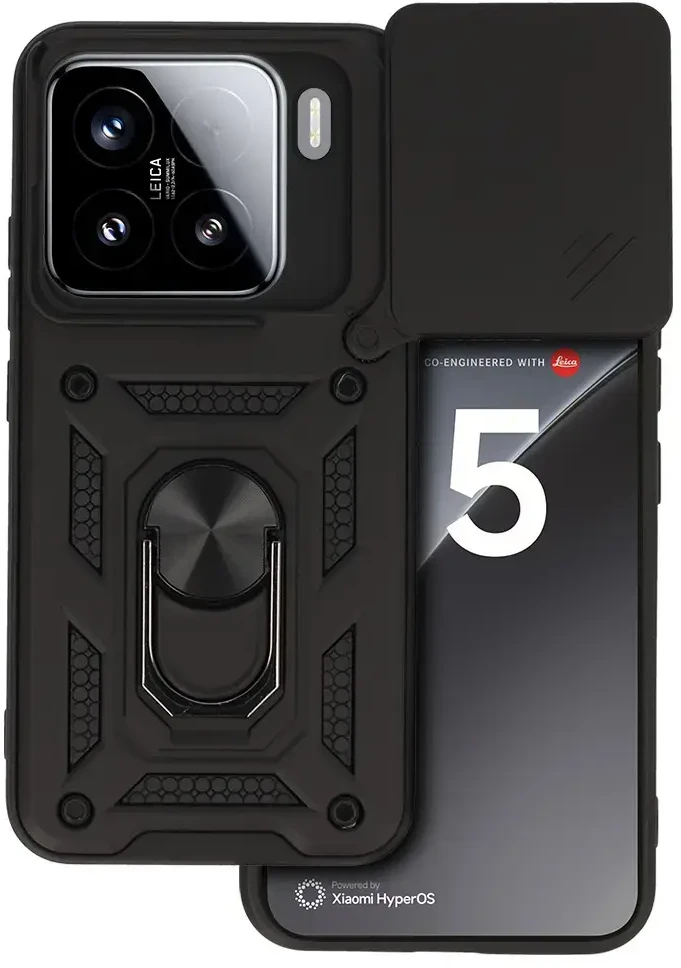 Fusion Accessories Topt Slide Camera Armor dėklas skirtas Xiaomi 15 5G juodos spalvos