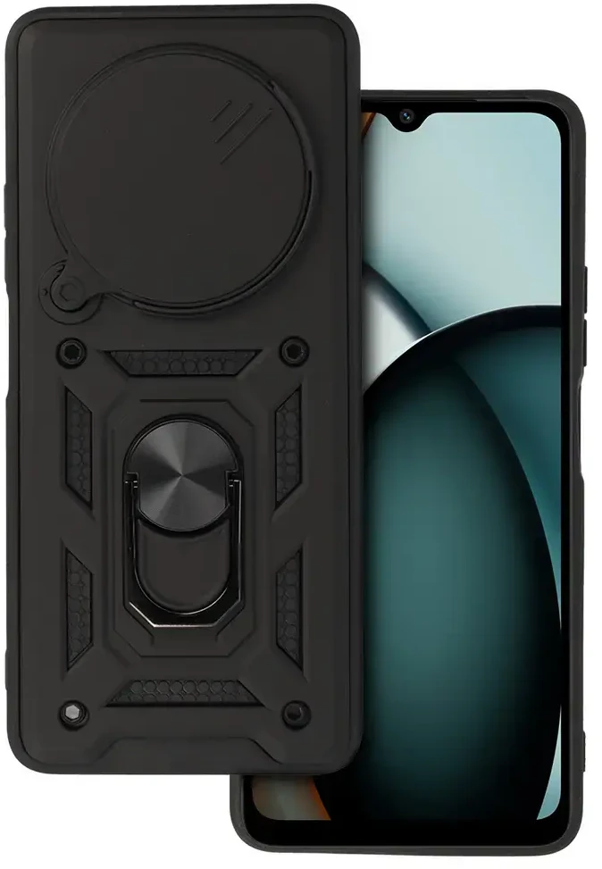 Fusion Accessories Topt Slide Camera Armor dėklas skirtas Xiaomi Redmi A3 Pro juodos spalvos