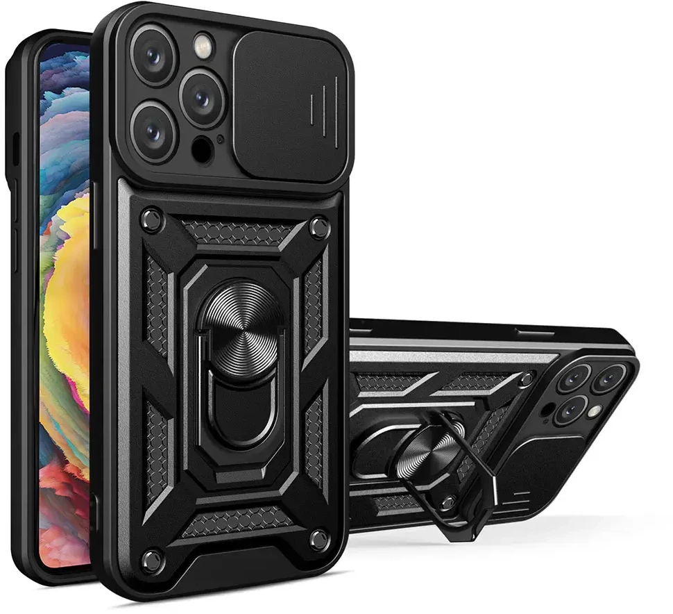 Fusion Accessories Topt Slide Camera Armor dėklas skirtas Apple iPhone 16 Pro Max juodos spalvos