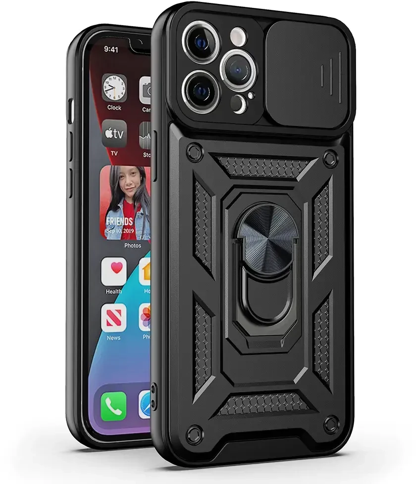 Toptel Topt Slide Camera Armor dėklas skirtas Apple iPhone 14 Pro Max juodos spalvos