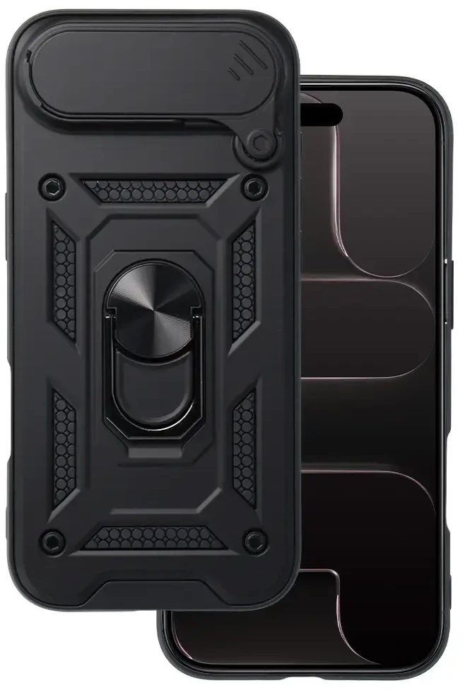 Fusion Accessories Topt Slide Camera Armor Dėklas skirtas Apple iPhone 17 Air juodos spalvos