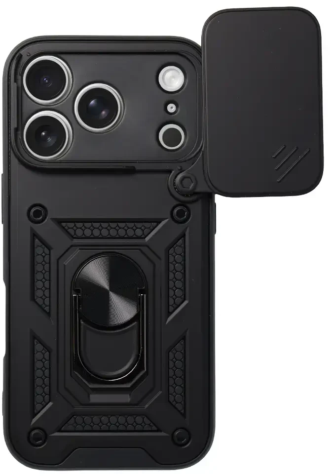 Toptel Topt Slide Camera Armor Dėklas skirtas Apple iPhone 17 Pro Max juodos spalvos