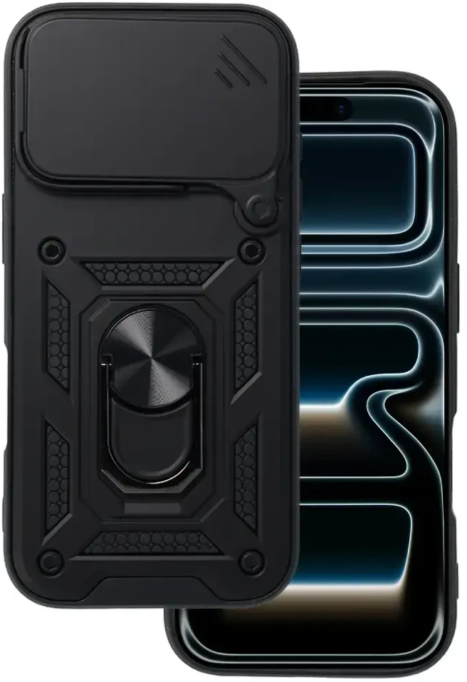 Toptel Topt Slide Camera Armor Dėklas skirtas Apple iPhone 17 Pro Max juodos spalvos