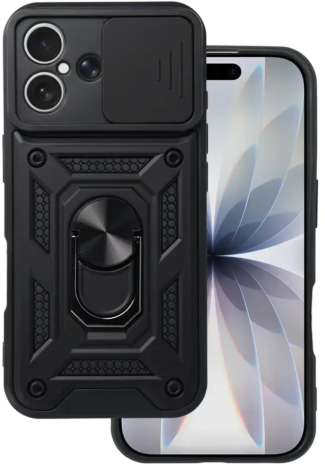 Fusion Accessories Topt Slide Camera Armor Dėklas skirtas Apple iPhone 17 juodos spalvos