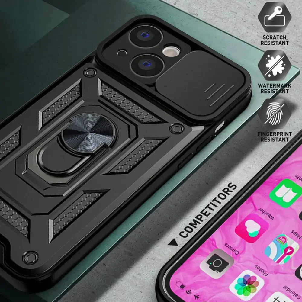 Toptel Topt Slide Camera Armor dėklas skirtas Apple iPhone 14 Pro Max juodos spalvos