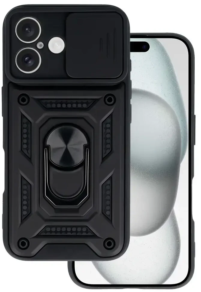 Toptel Topt Slide Camera Armor dėklas skirtas Apple iPhone 16 juodos spalvos