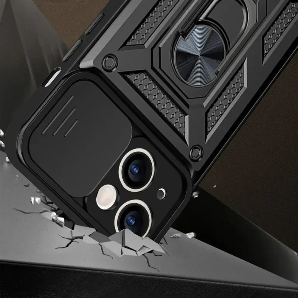 Toptel Topt Slide Camera Armor dėklas skirtas Apple iPhone 14 Pro Max juodos spalvos