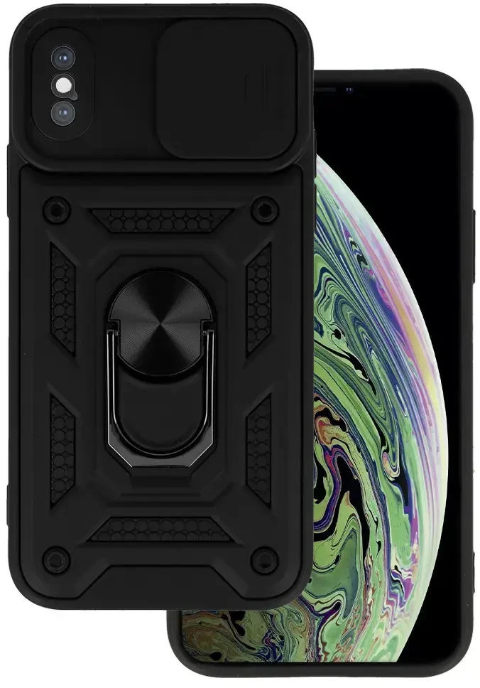 Fusion Accessories Topt Slide Camera Armor dėklas skirtas Apple iPhone X/XS juodos spalvos