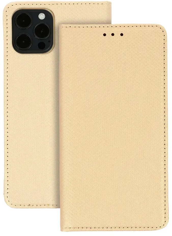 Toptel Telone Smart Book MAGNET dėklas skirtas Apple iPhone 13 Pro MAX aukso spalvos