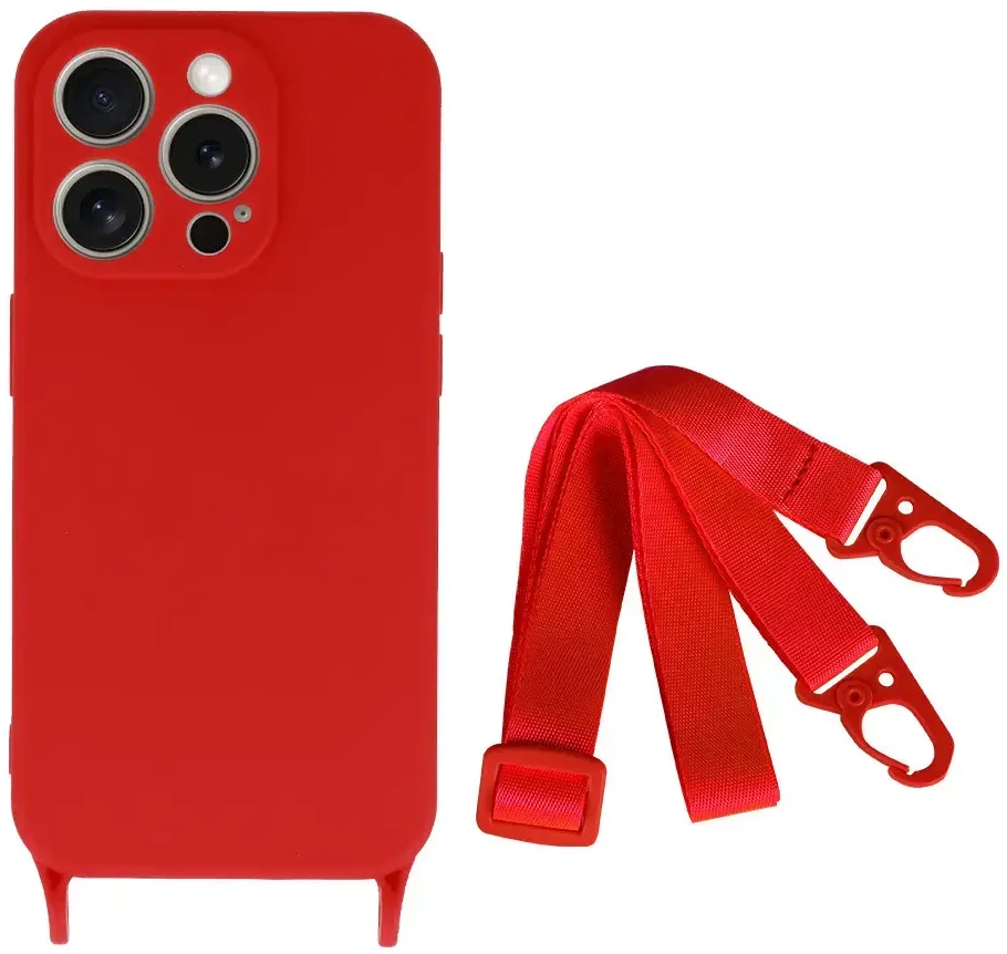 Fusion Accessories Topt Strap silikoninis dėklas skirtas Apple iPhone 13 Pro Max design 2 raudonos spalvos