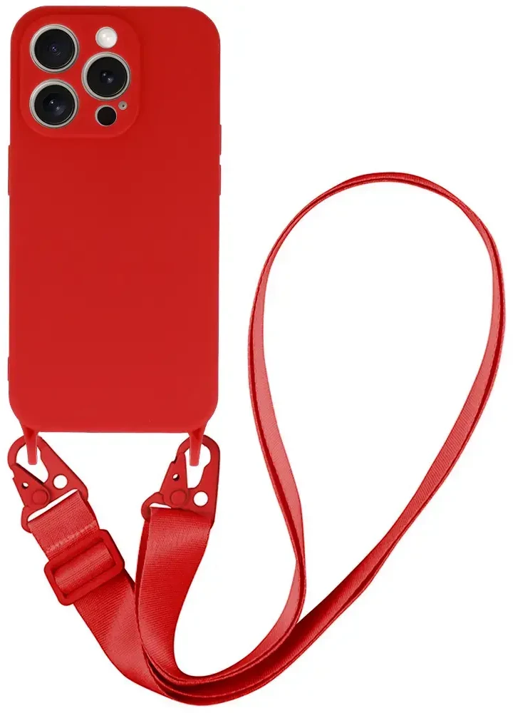 Fusion Accessories Topt Strap silikoninis dėklas skirtas Apple iPhone 13 Pro Max design 2 raudonos spalvos