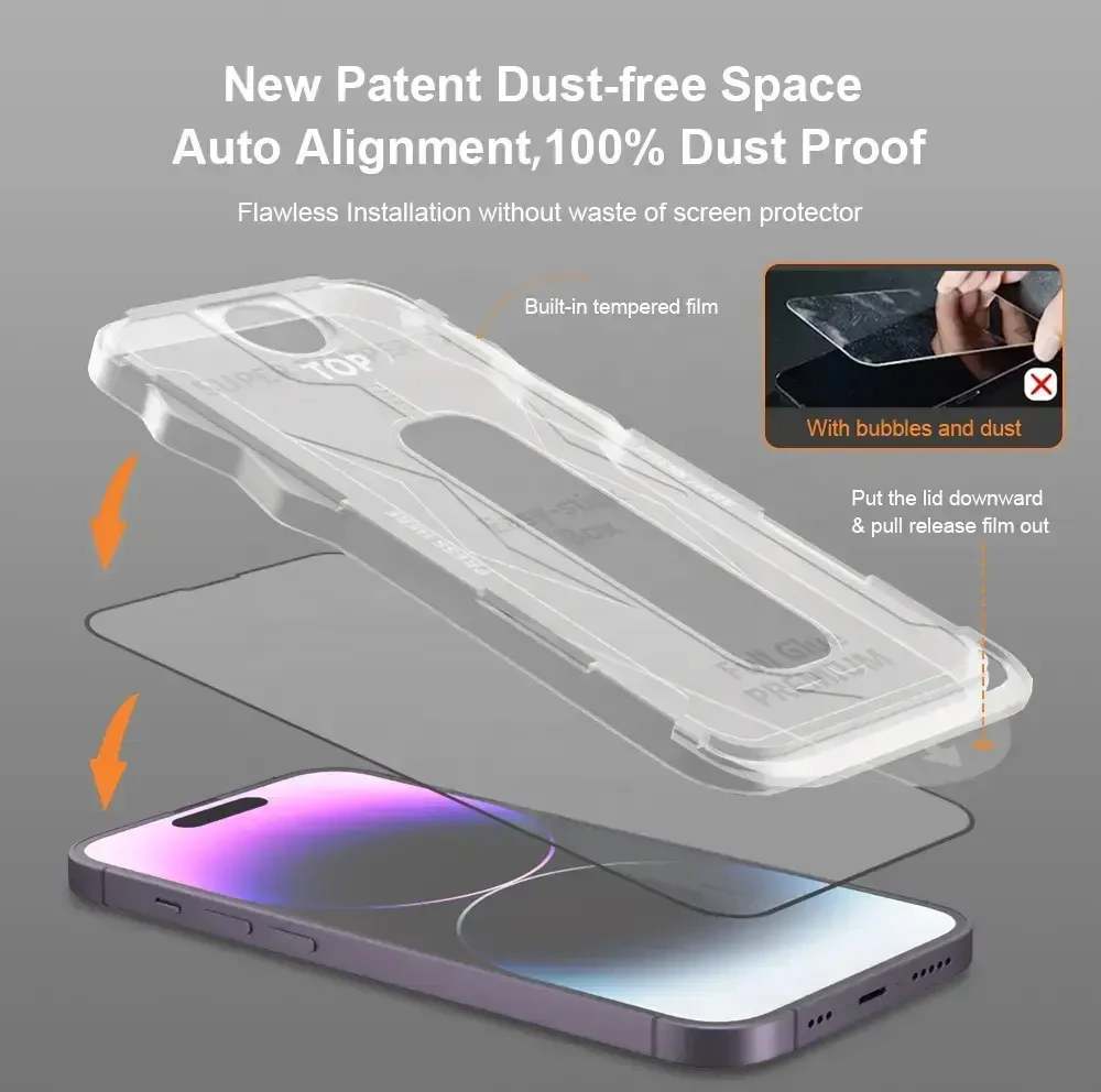 Toptel Tempered Glass Full Glue Easy-Stick Box for IPHONE 17 PRO Juodas