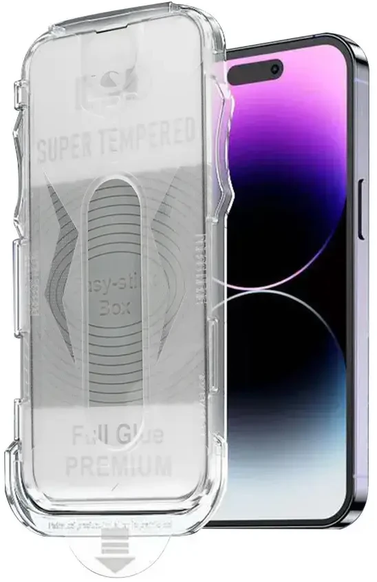 Toptel Grūdintas stiklas Visų kraštų klijai Lengvai klijuojamas dėžutėje, skirta IPHONE 17 PRO/18 PRO Juodas