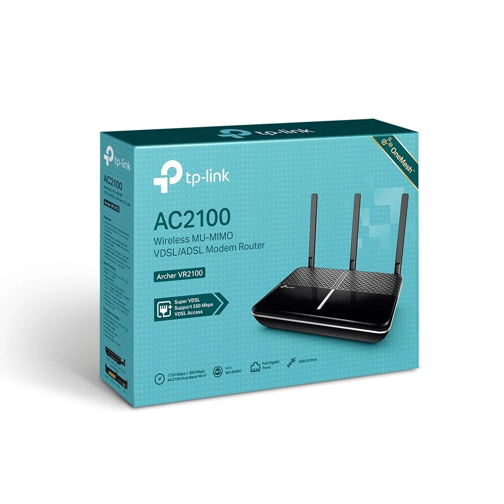 Belaidis maršrutizatorius TP-LINK Archer VR2100 Dviguba juosta (2,4 GHz / 5 GHz) Gigabitinis eternetas Juoda