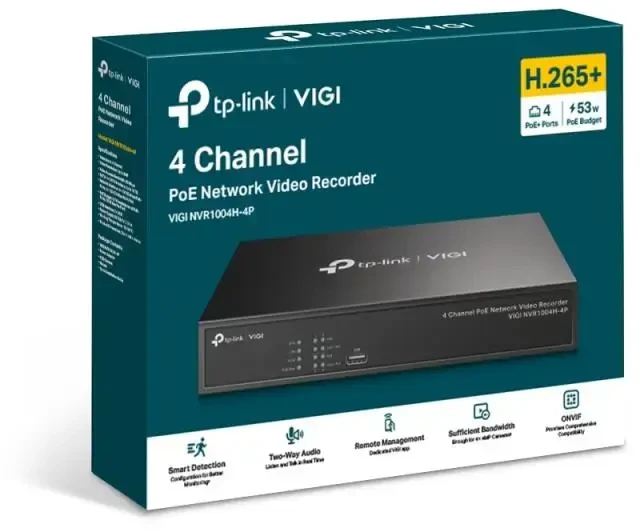 TP-LINK | PoE+ tinklo vaizdo įrašymo įrenginys | VIGI NVR1004H-4P | 1 | 4 kanalas
