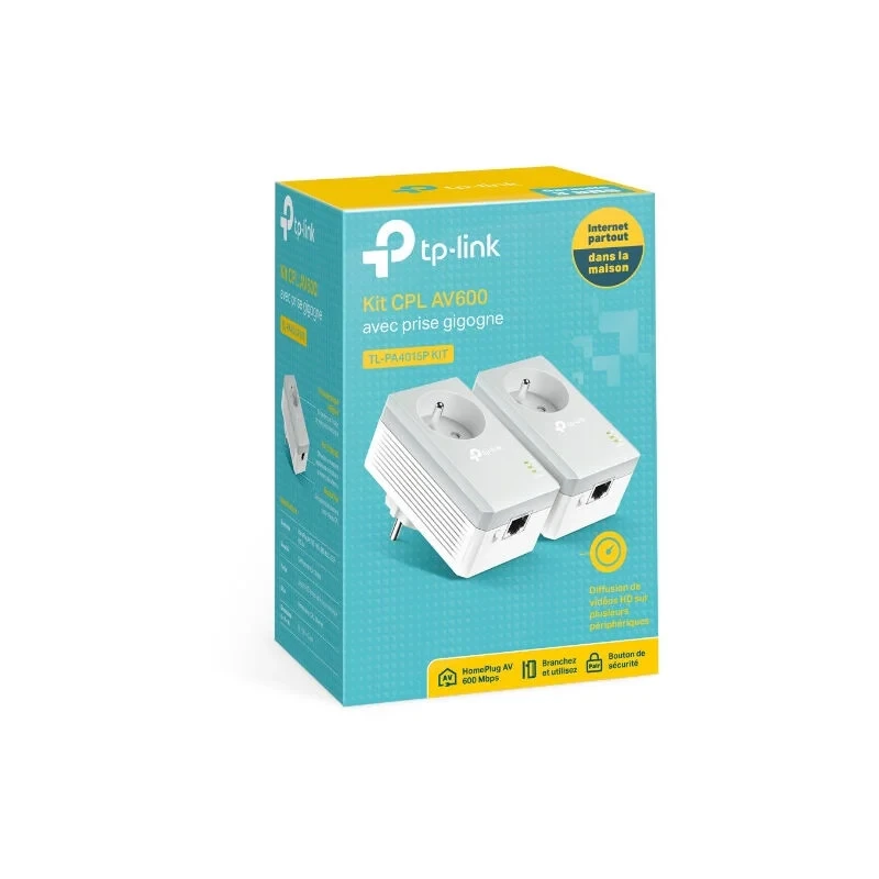 TP-LINK AV500+ maitinimo tinklo rinkinys su kintamosios srovės pralaidumu, 500 Mbps maitinimo tinklo greitis, 1 prievado greitasis Ethernet, „Homeplug AV“, „Žalias Powerline“, kištukas