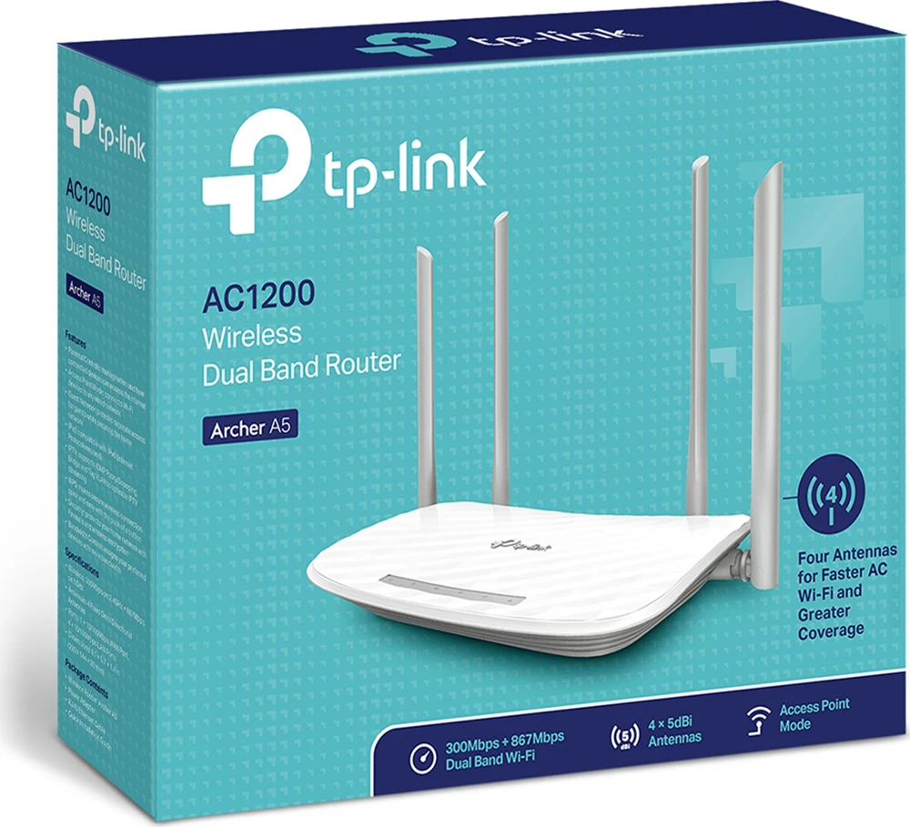 TP-LINK Archer A5 belaidis maršrutizatorius Dviguba juosta (2,4 GHz / 5 GHz) Greitas eternetas Balta