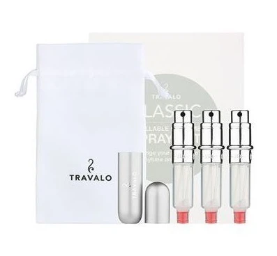 Travalo Classic HD SET Sidabrinis pildomų kvepalų buteliukų (atomaizerių) rinkinys, 3 x 5 ml